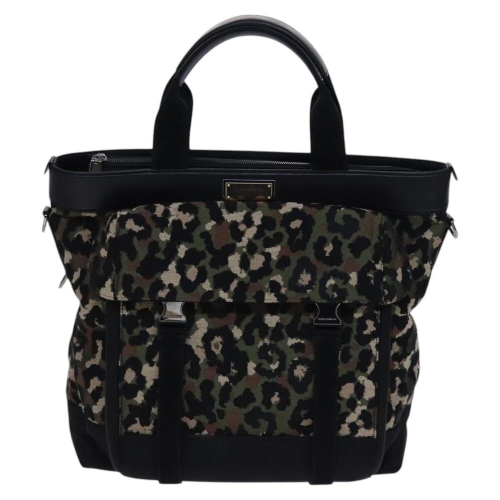 Dolce & Gabbana Canvas Leopard Handbag Green